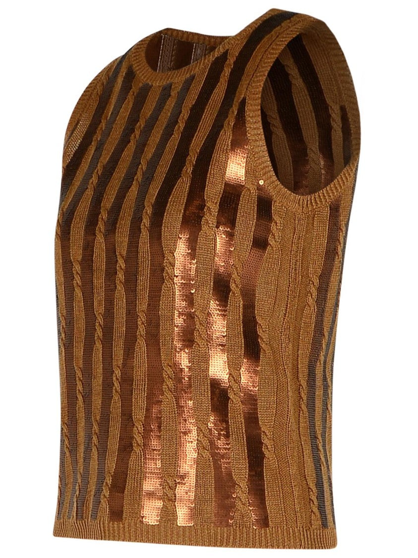 Max Mara Golia' Brown Linen Tank Top