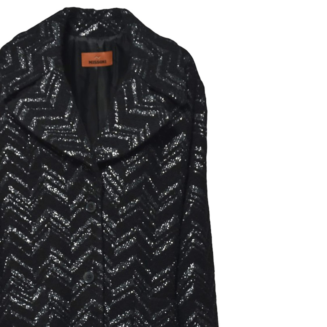 Missoni Black Bouclé Knit Coat With Lame Chevron