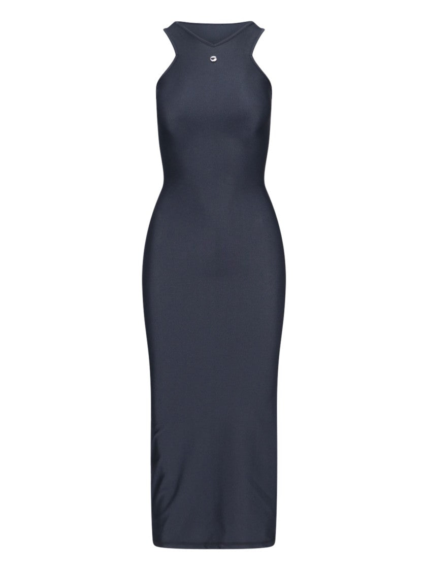 Coperni Midi Sheath Dress In Black Stretch Nylon