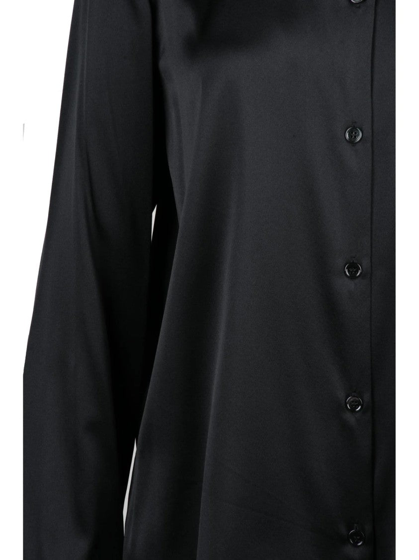 Mm By Max Mara Black Stretch Silk Satin Shirt
