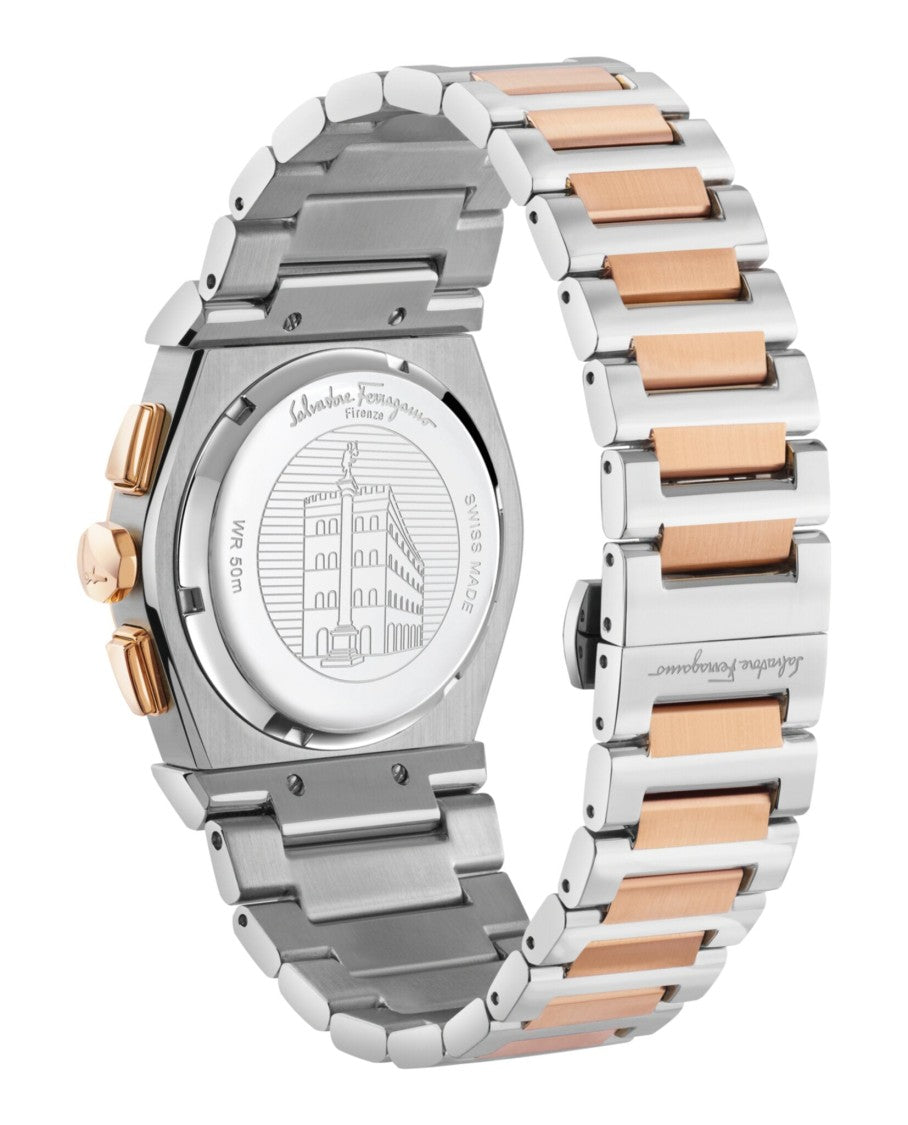 Ferragamo Vega Chrono Two-Tone Brown Dial Watch