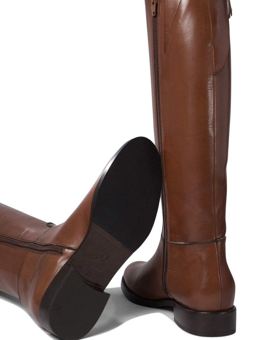 Maretto Brown Ankle Boots With Buckle Detail