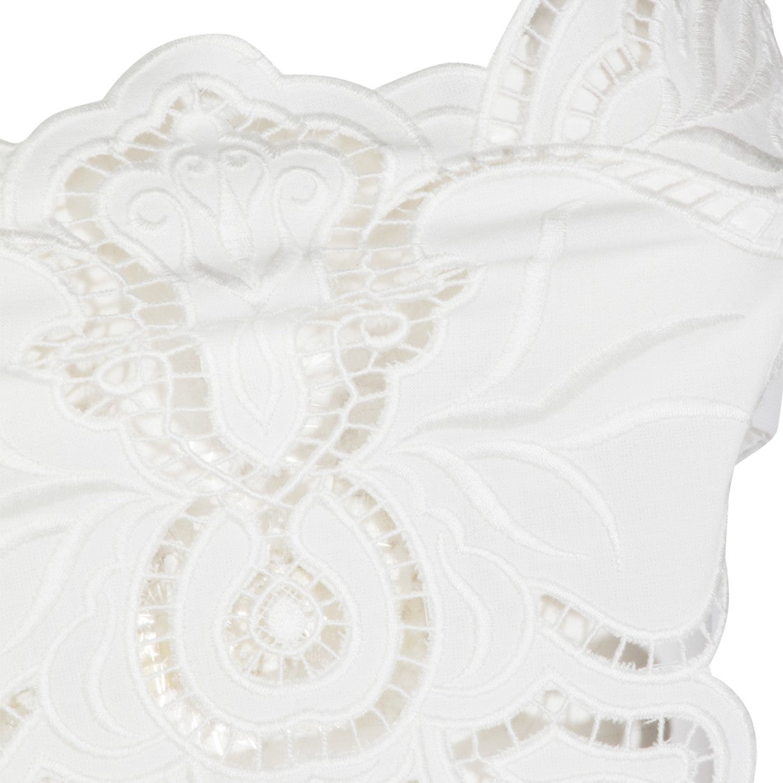 Blumarine White Lace Cropped Top