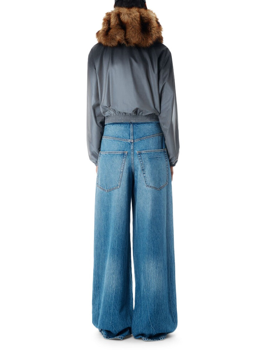 Alexander Wang Low-Rise Wide-Leg Denim Trousers With Exposed Zipper Detail