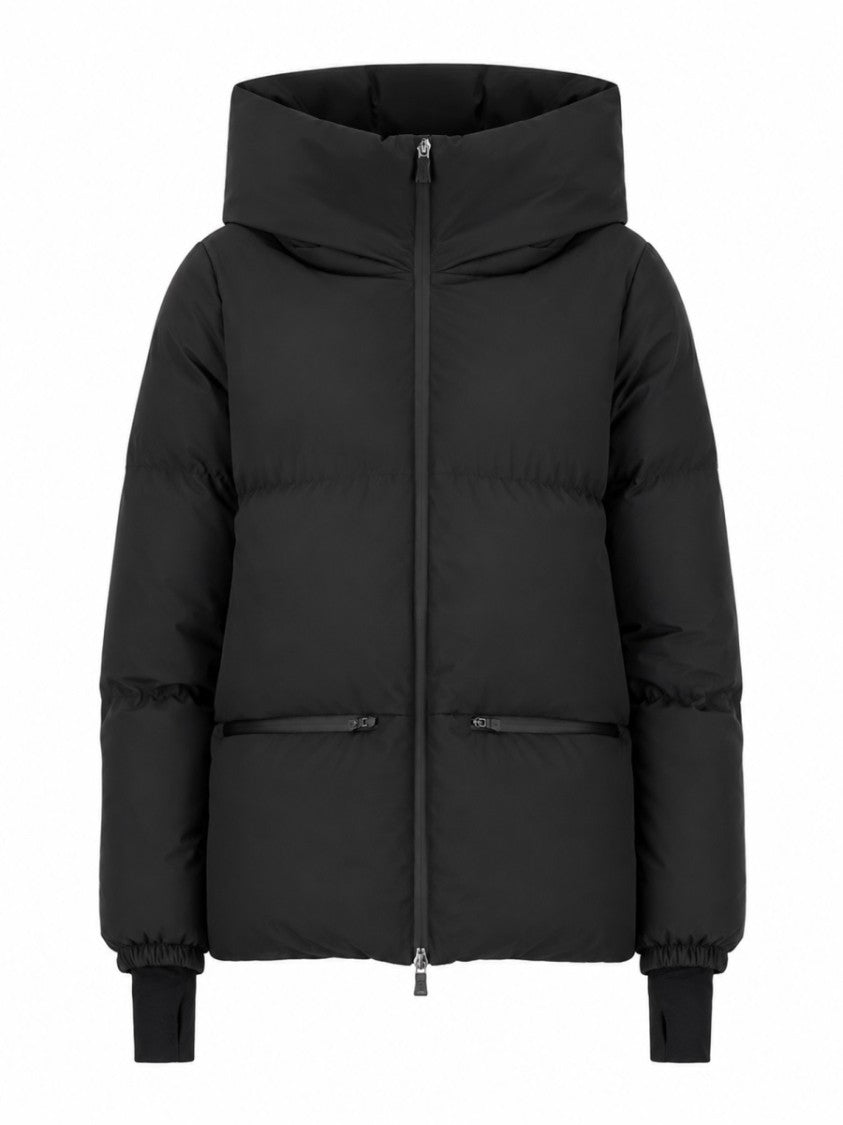 Herno Quilted Black Puffer Jacket With High Collar And Attached Hood
