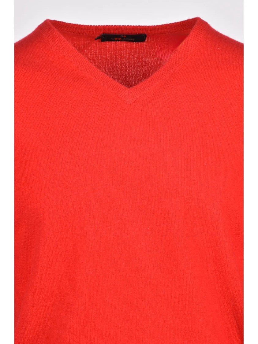Woolzone Red V-Neck Cashmere Sweater