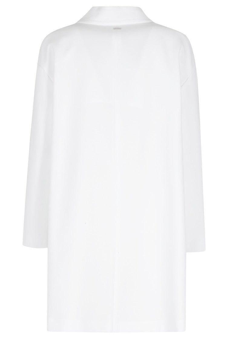 Herno White Long Lapel Pocketed Polyester Coat