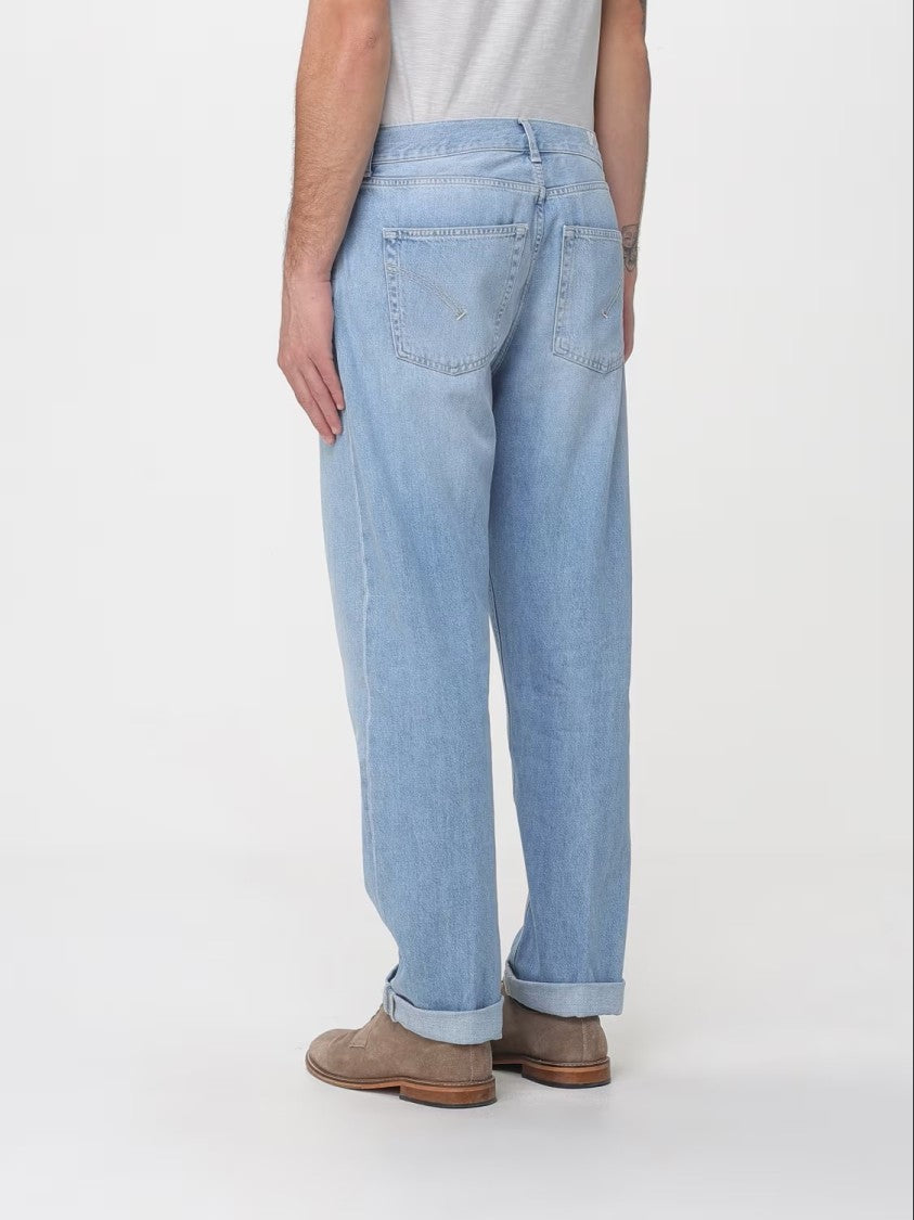 Dondup Light Blue Denim Jeans With Relaxed Fit