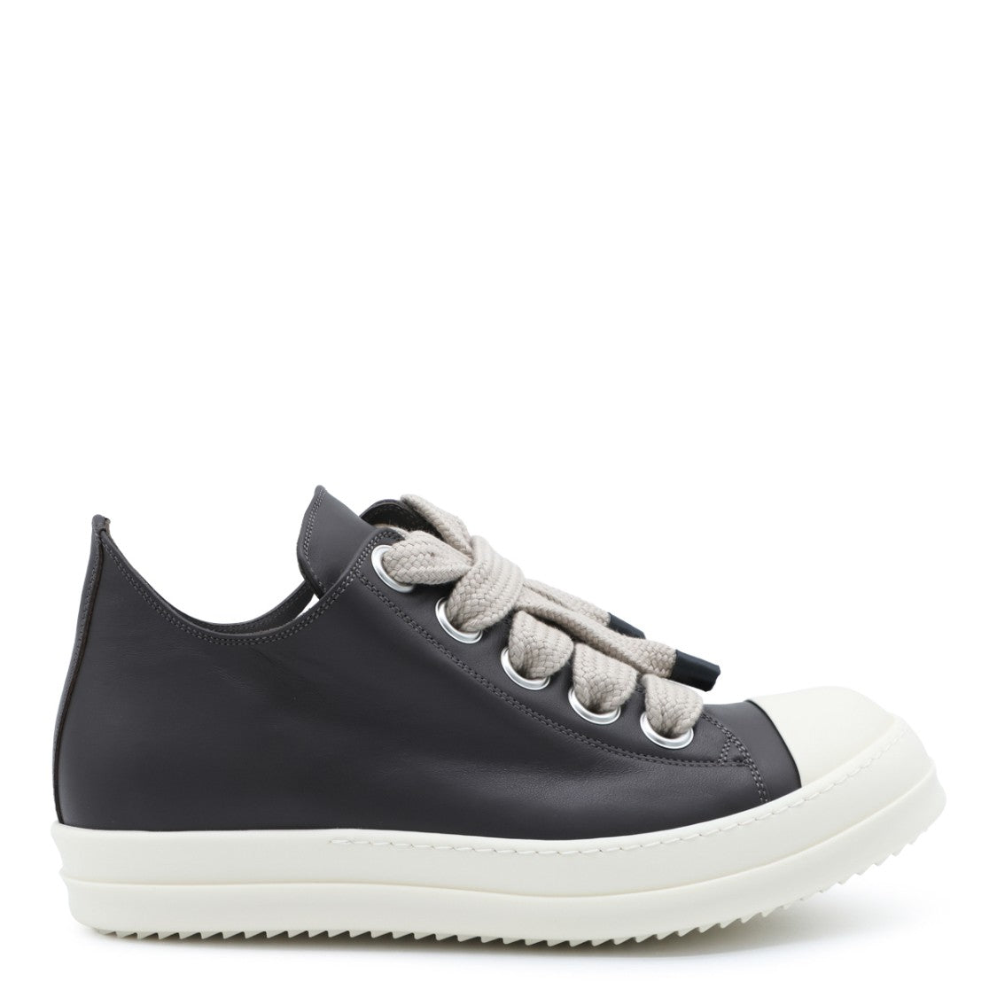 Rick Owens Black Leather Mega Laces Sneakers