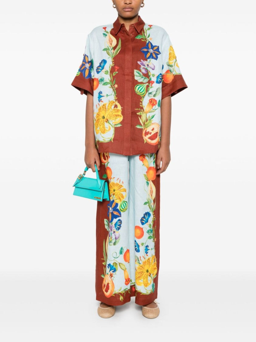 Alemais Light Blue Floral Print Dahlia Shirt