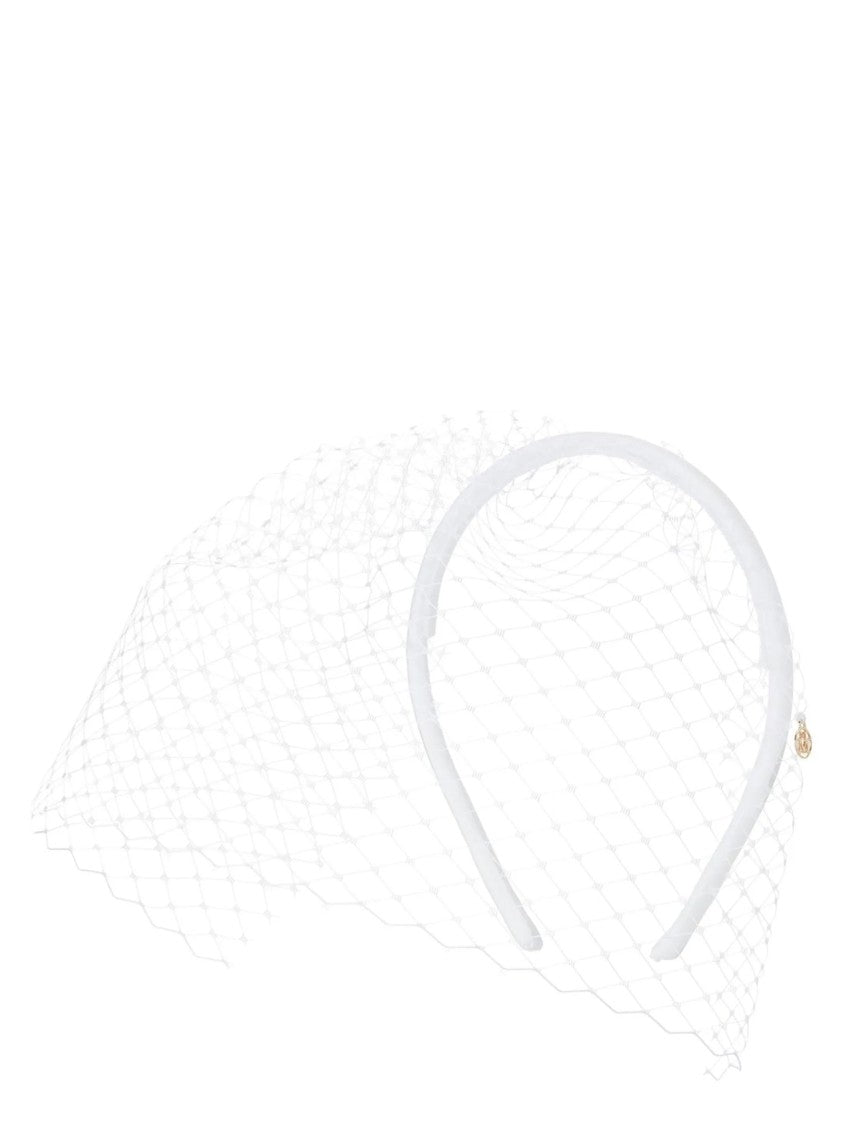 Maison Michel Resille Veil With Rhinestone Accents And Metallic Logo