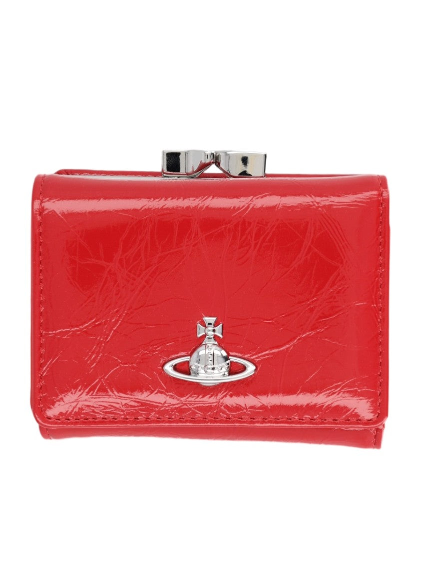 Vivienne Westwood Glossy Red Calfskin Leather Wallet