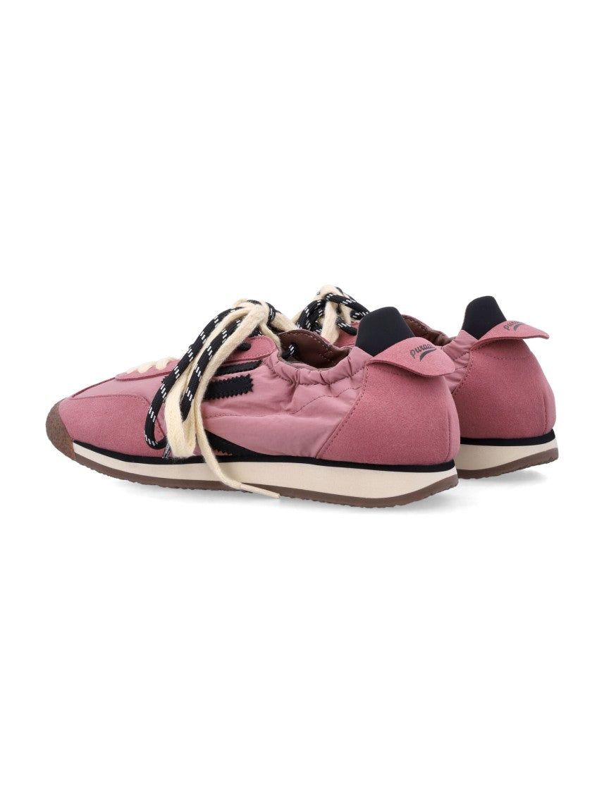 Puraai Dusty Rose Sneakers With Black Zigzag Accents And Retro Vibe