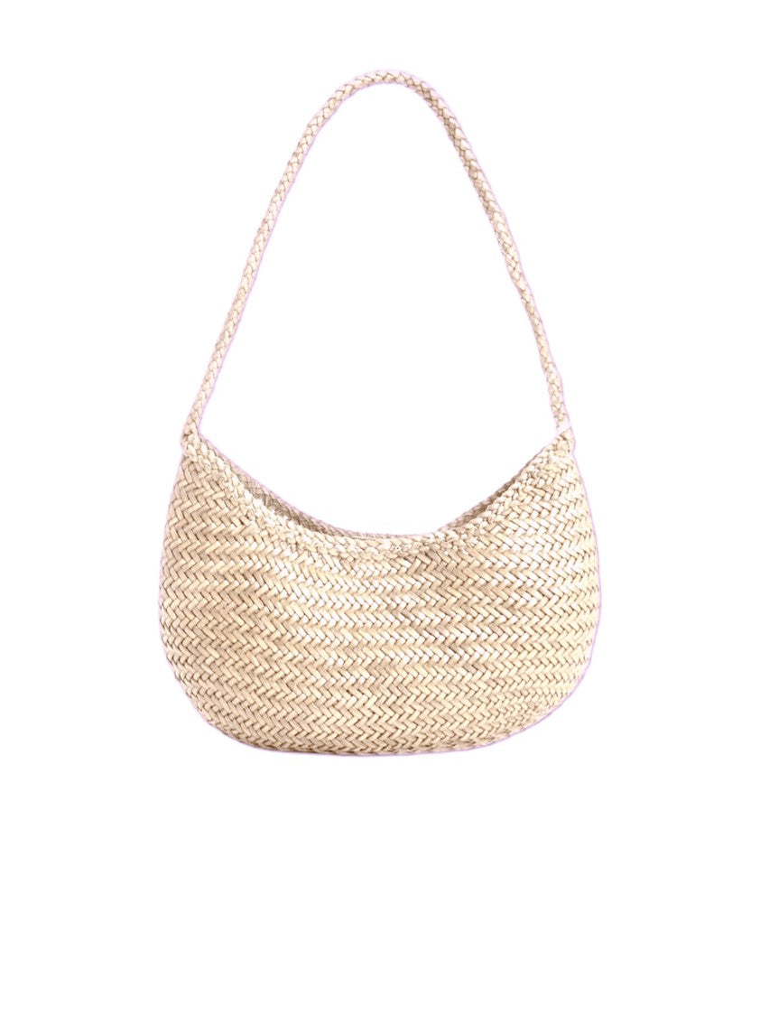Dragon Diffusion Woven Crescent-Shaped Shoulder Bag With Artisanal Charm