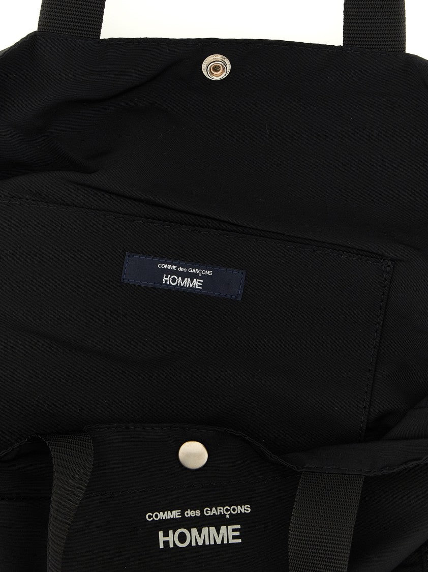 Comme Des Garçons Structured Black Nylon And Cotton Tote Bag With Logo