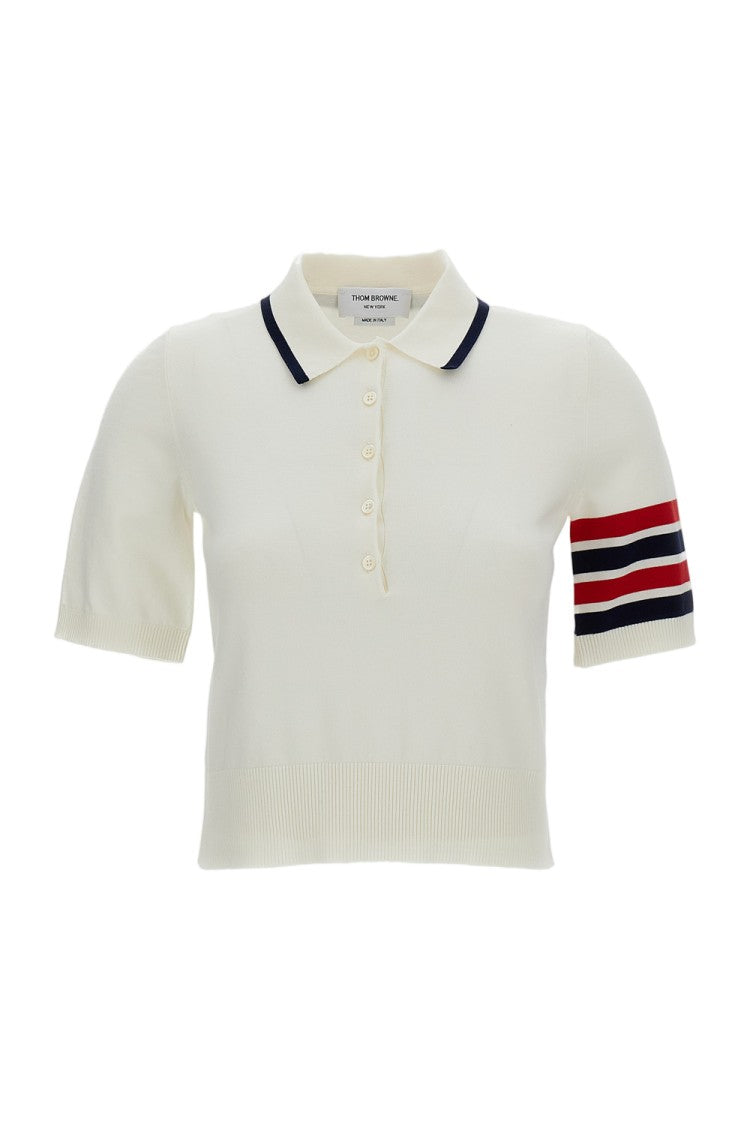 Thom Browne White Jersey Stitch Hector Polo