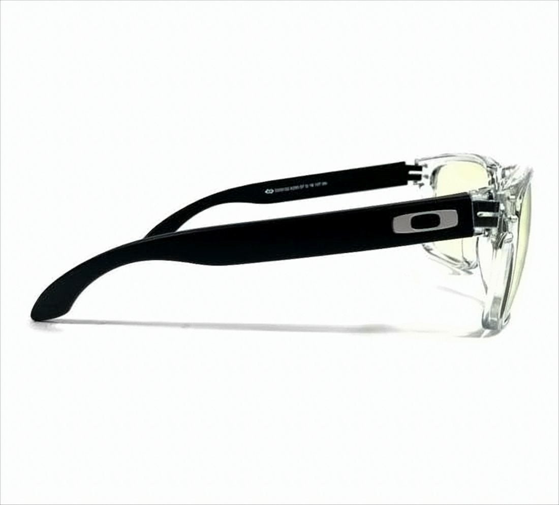Oakley Transparent Frame Sunglasses With Yellow Tint And Silver Detailing