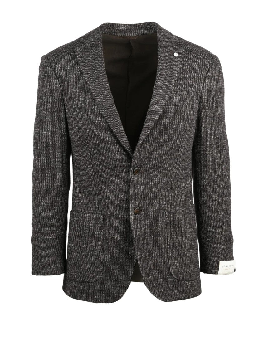 L.B.M. 1911 Tailored Rounded Jacket With Textured Knit Fabric