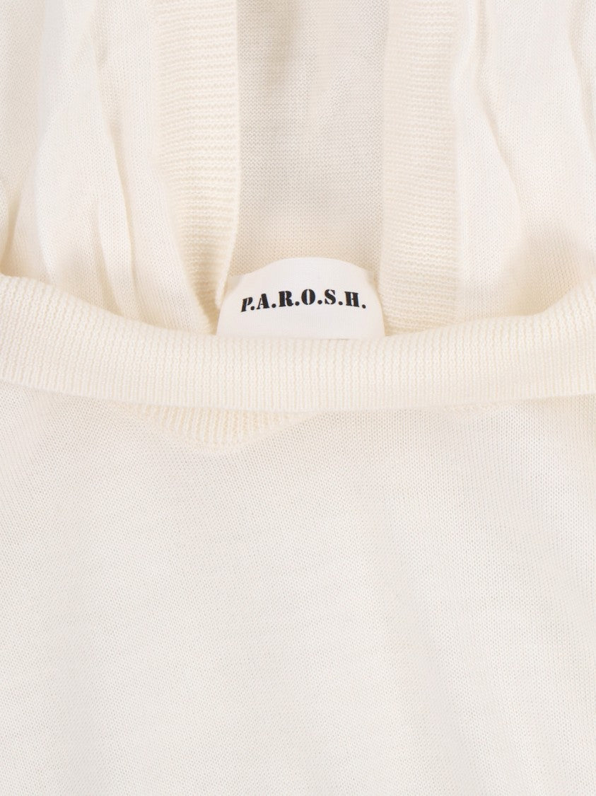 Parosh Minimalist White Sweater With Ribbed Hem
