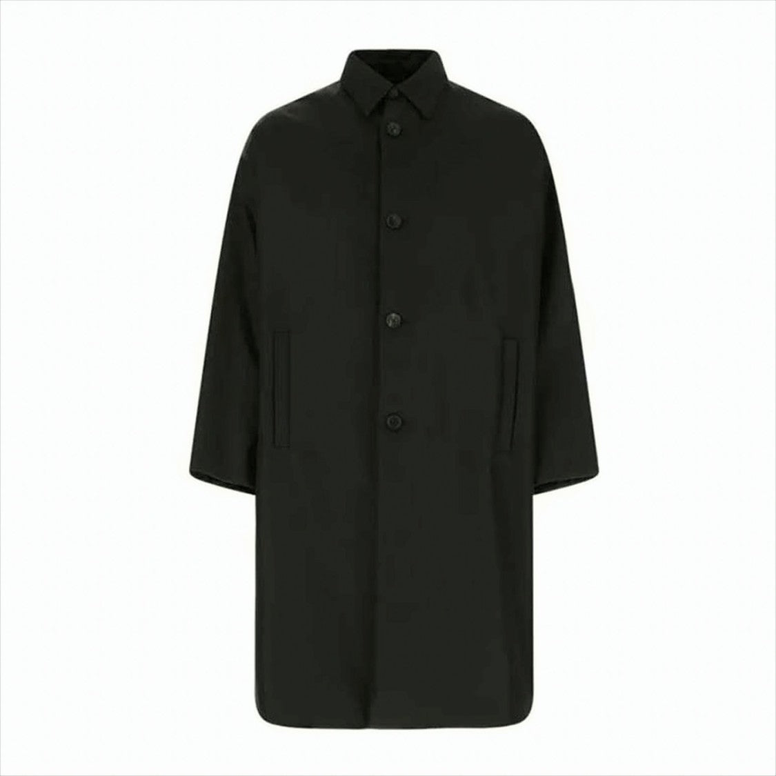 Prada Minimalist Black Raincoat With Button-Down Front