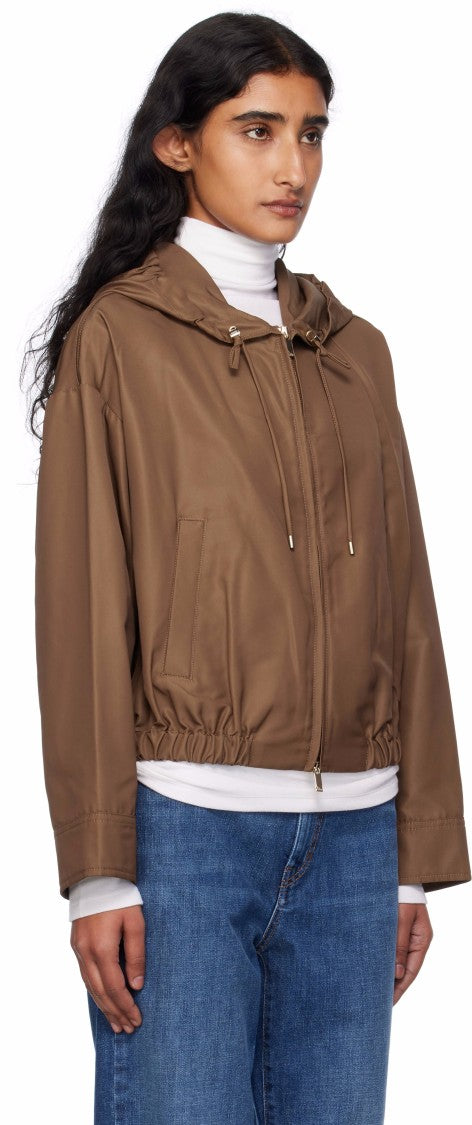 Max Mara Versatile Brown Cropped Jacket With Adjustable Hood