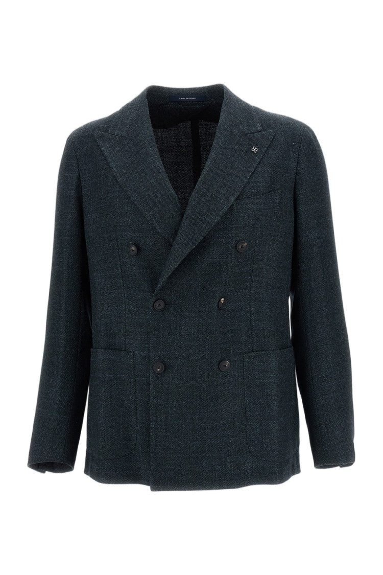 Tagliatore Green Montecarlo Double-Breasted Wool-Blend Blazer