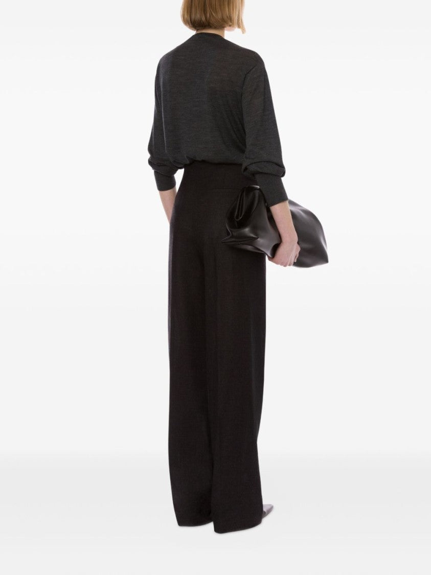 Alberta Ferretti Sculptural Grey Sweater With Deep V-Neck