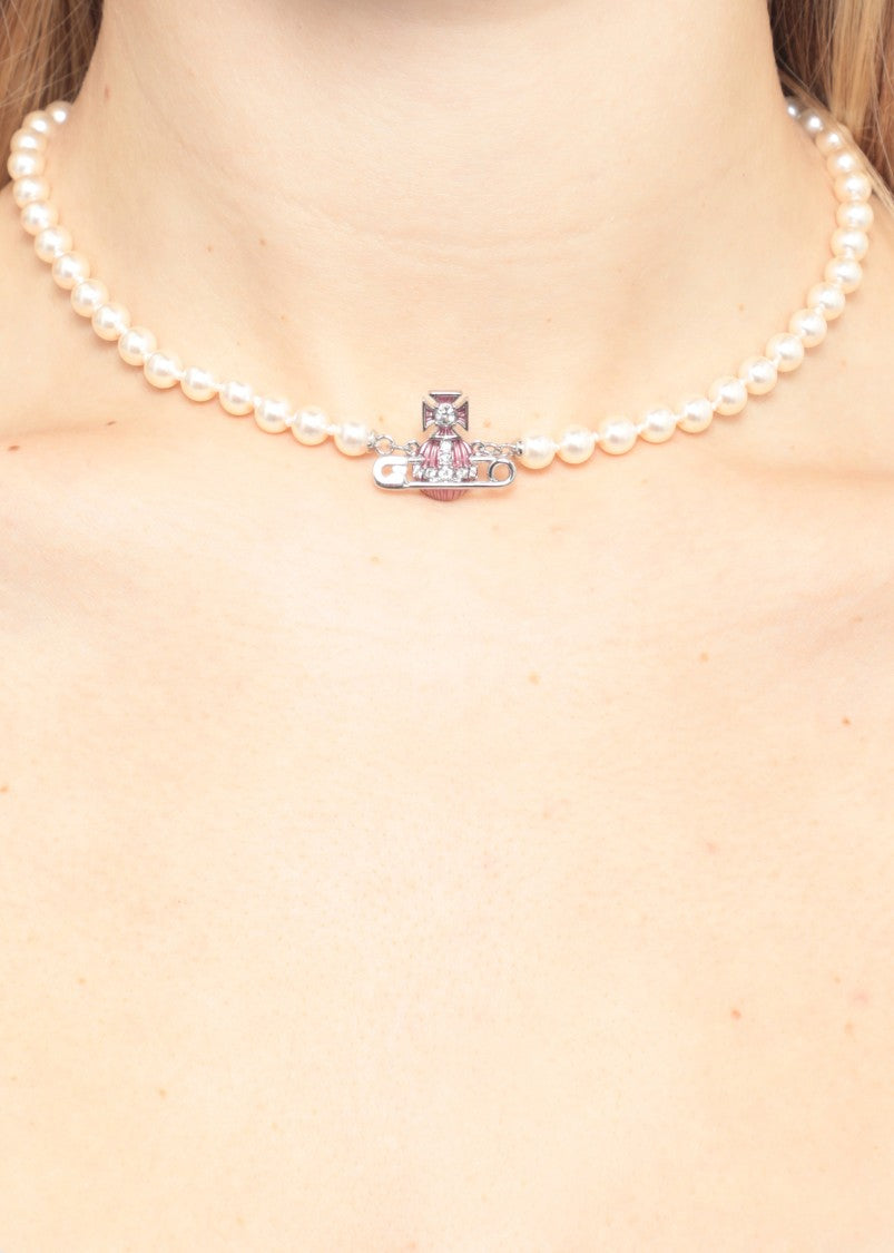 Vivienne Westwood Pearl Strand Necklace With Orb Pendant And Safety Pin Accents