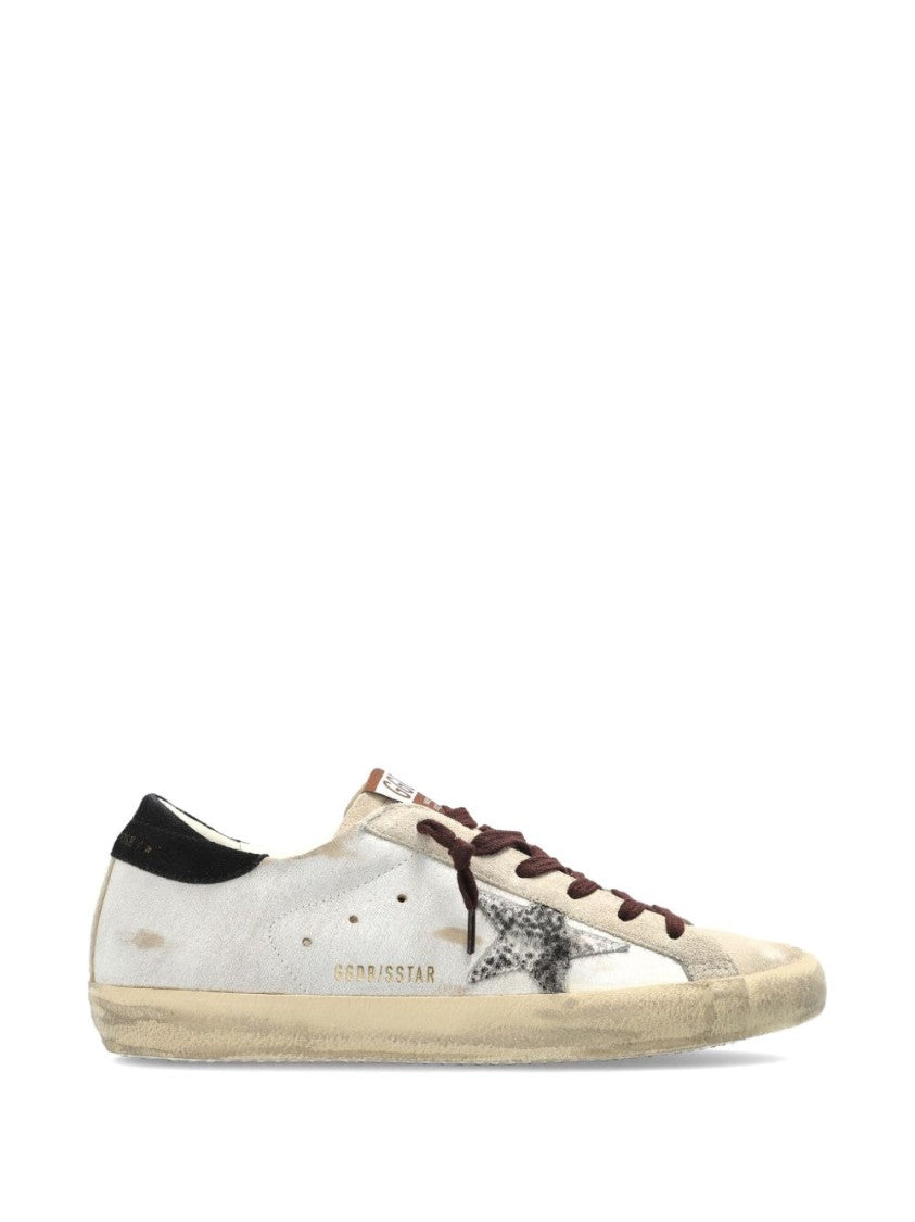 Golden Goose Distressed White Leather Low-Top Sneakers With Signature Star Detail