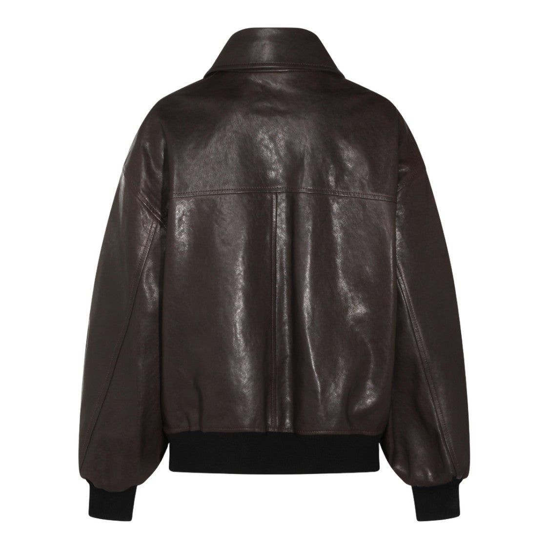 Khaite Slightly Glossy Dark Brown Leather Jacket