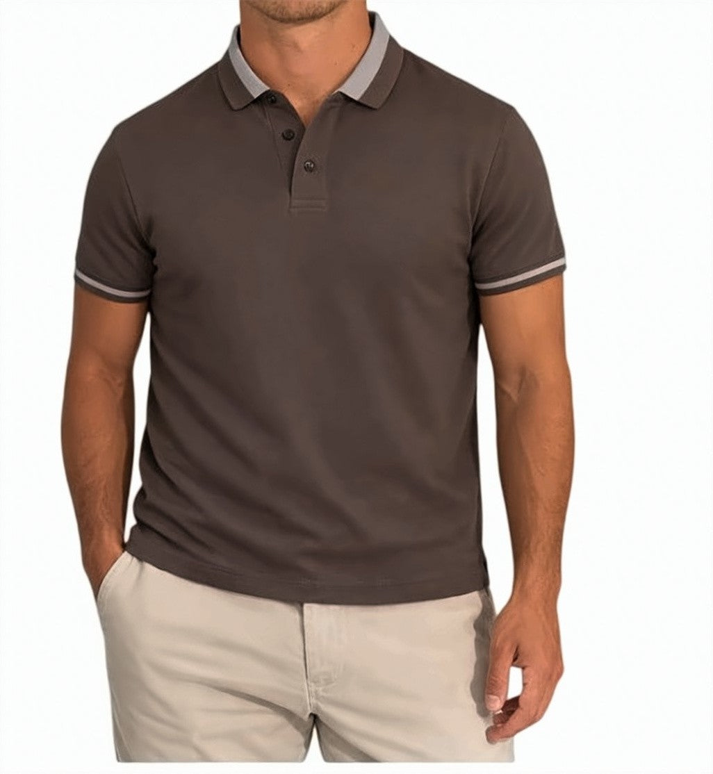 Emporio Armani Brown Cotton Piquet Classic Polo Shirt