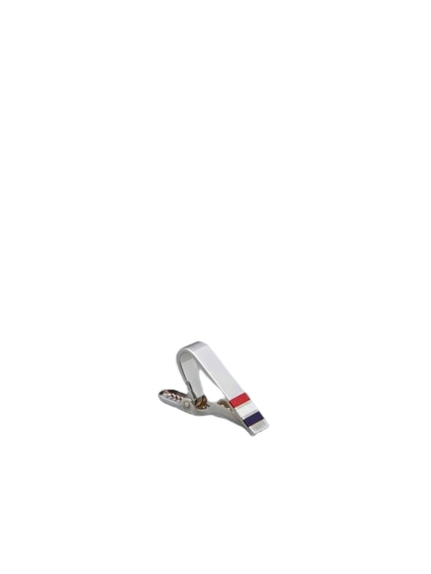 Thom Browne Sleek Silver Tie Clip With Enamel Accents