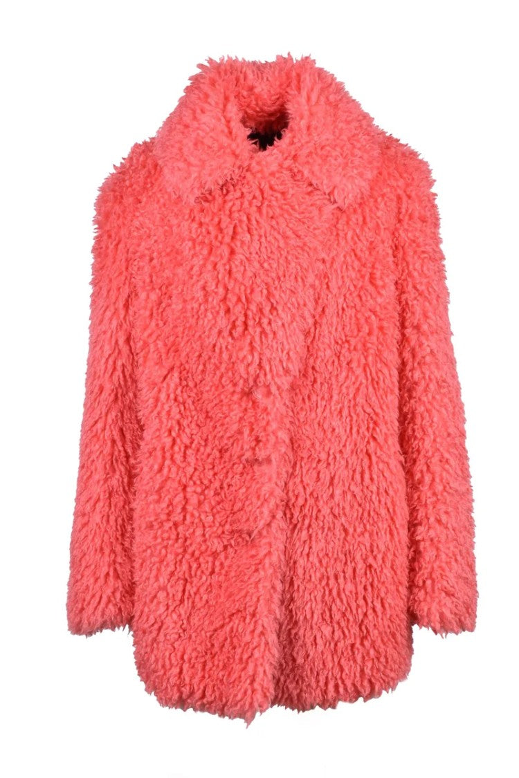 Patrizia Pepe Faux Fur Coat - Red