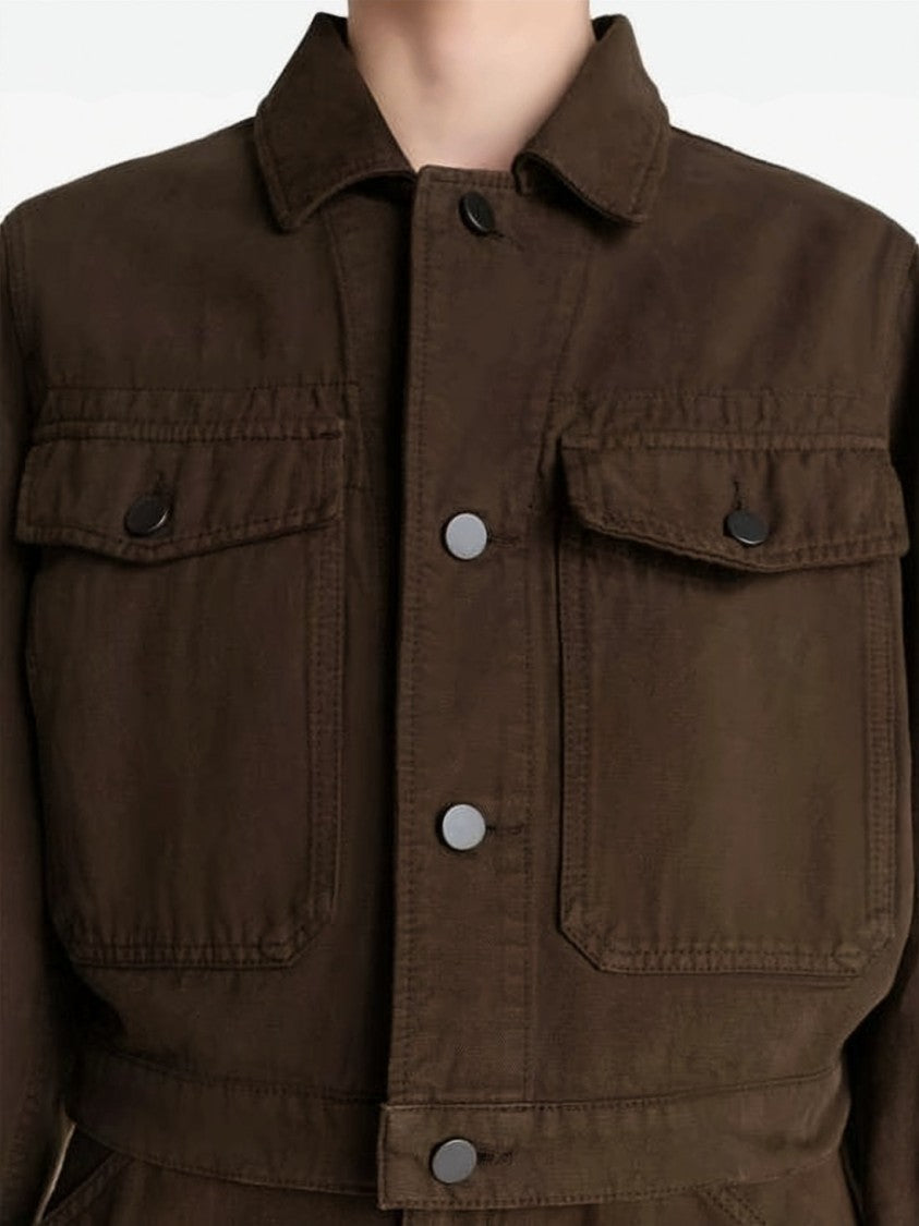 Lemaire Cropped Boxy Jacket In Heavy Broken Twill Cotton