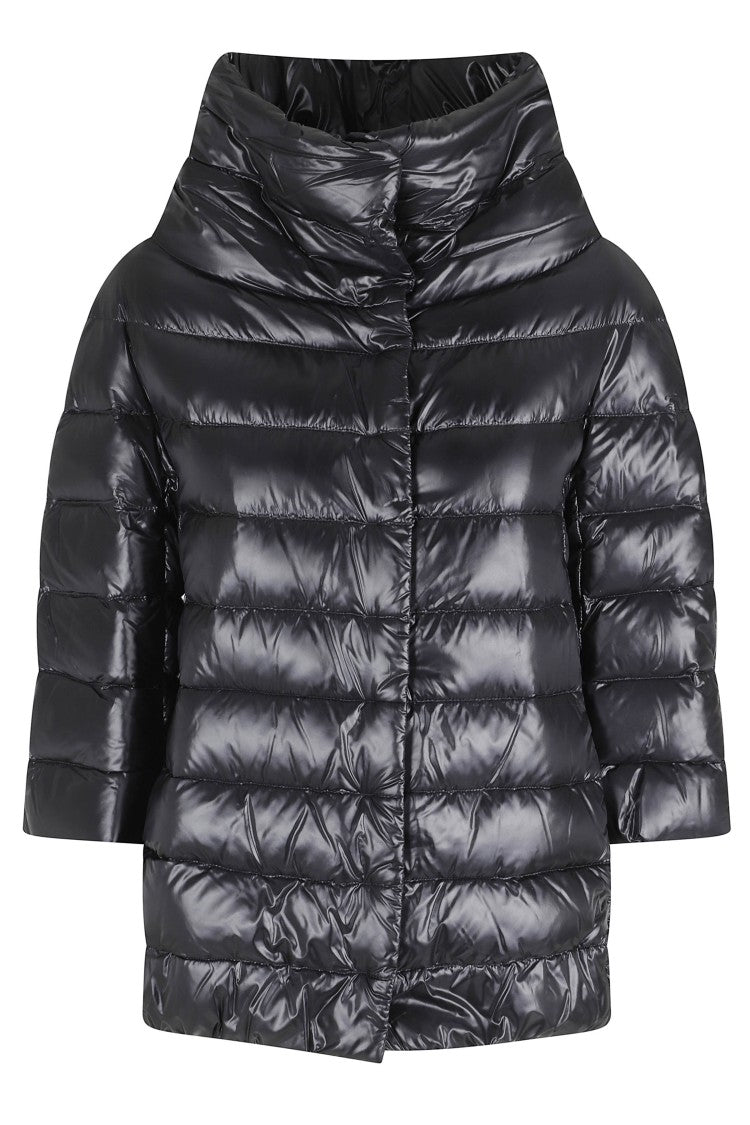 Herno Black Aminta High Collar Quilted Polyamide Down Jacket
