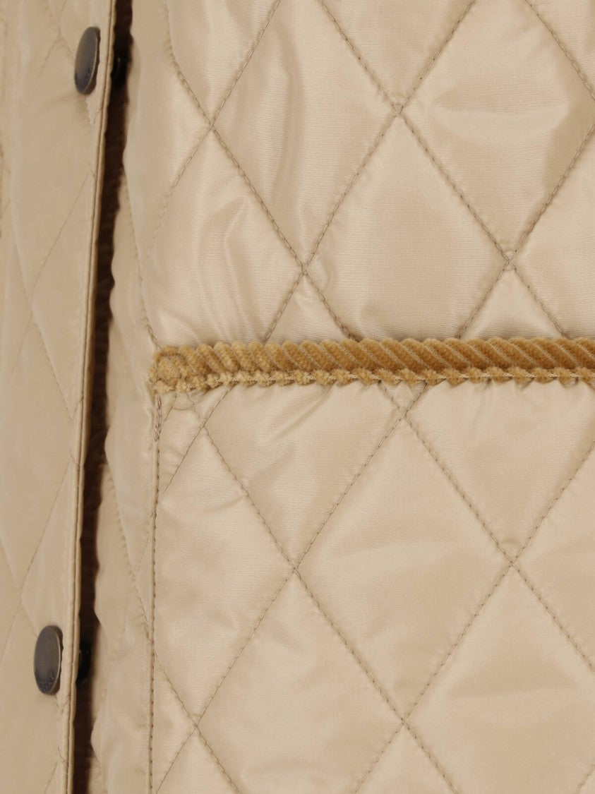 Burberry Cream Corduroy Collar Quilted Jacket
