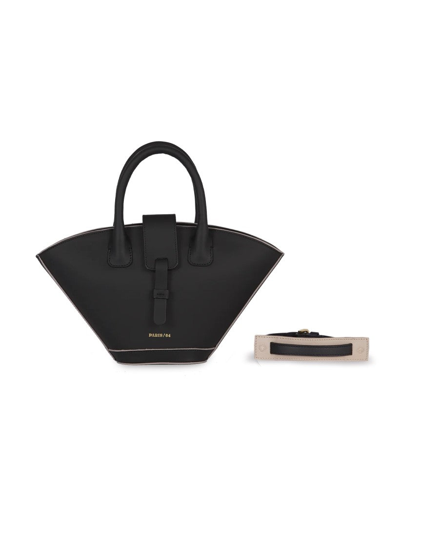 Paris64 Mini Tote-Inspired Black Leather Handbag