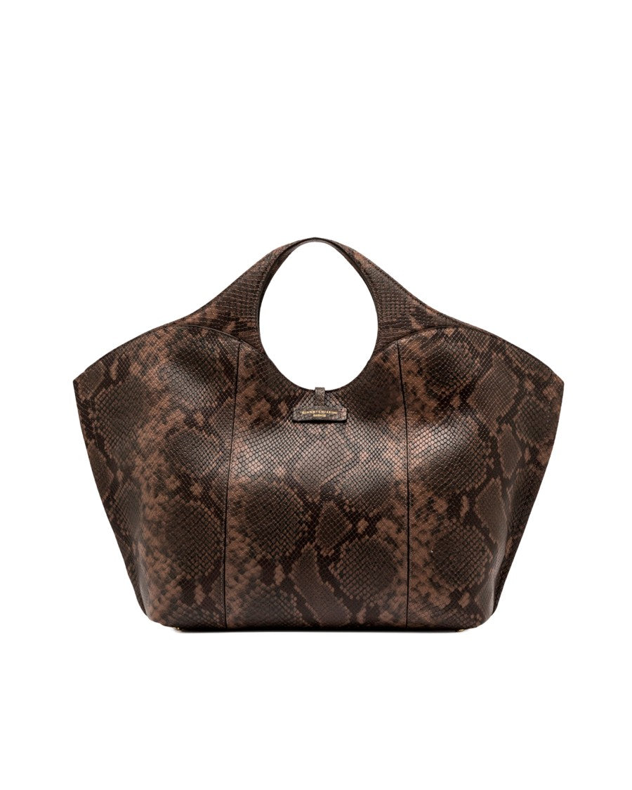 Gianni Chiarini Infinity Python Embossed Leather Handbag