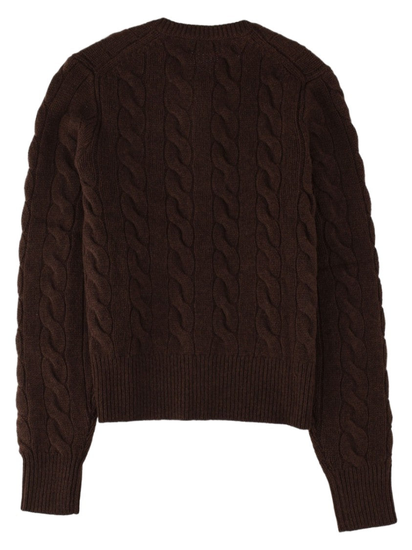 Polo Ralph Lauren Brown Cable-Knit Wool-Blend Cardigan