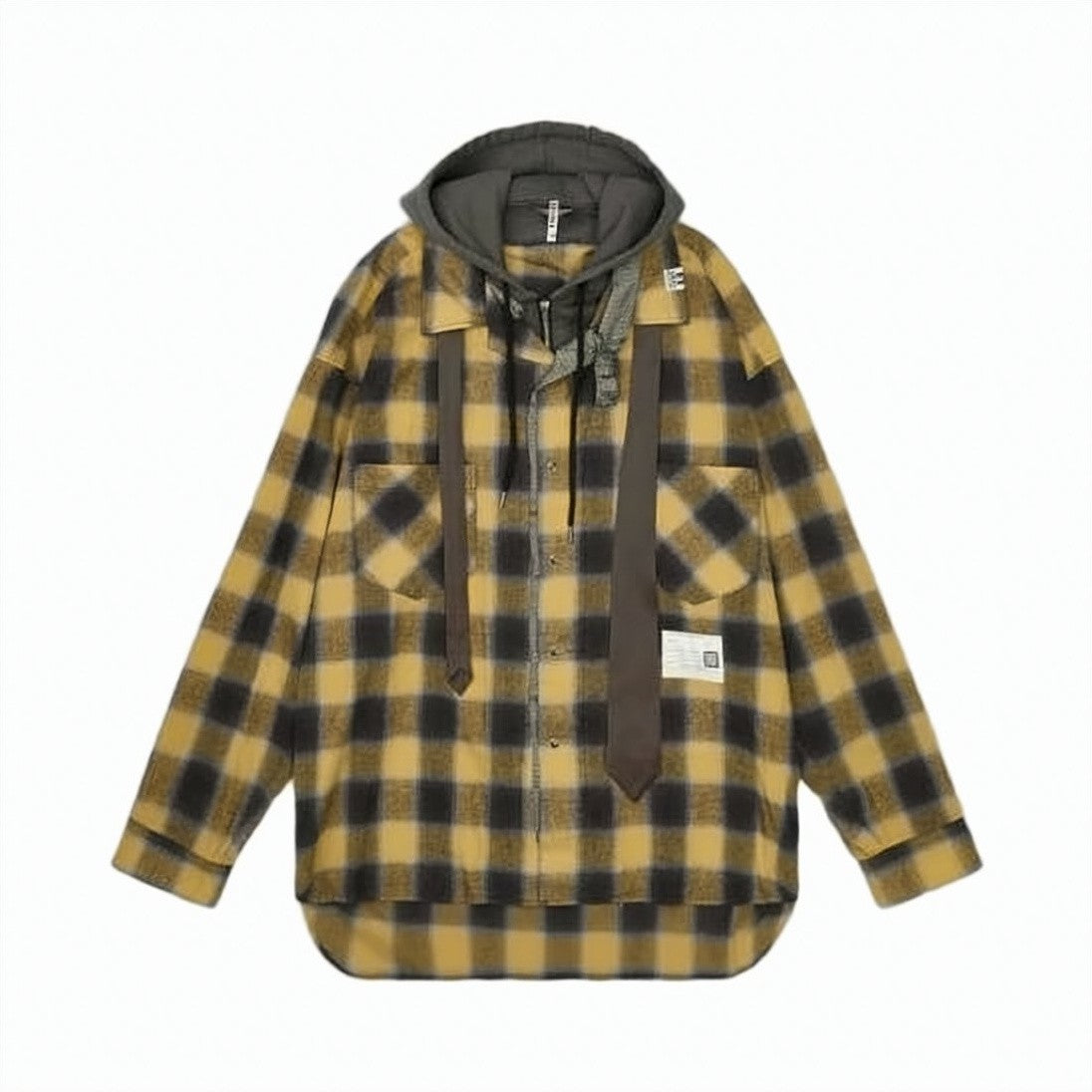 Maison Mihara Yasuhiro Long-Sleeve Checkered Shirt With Hood