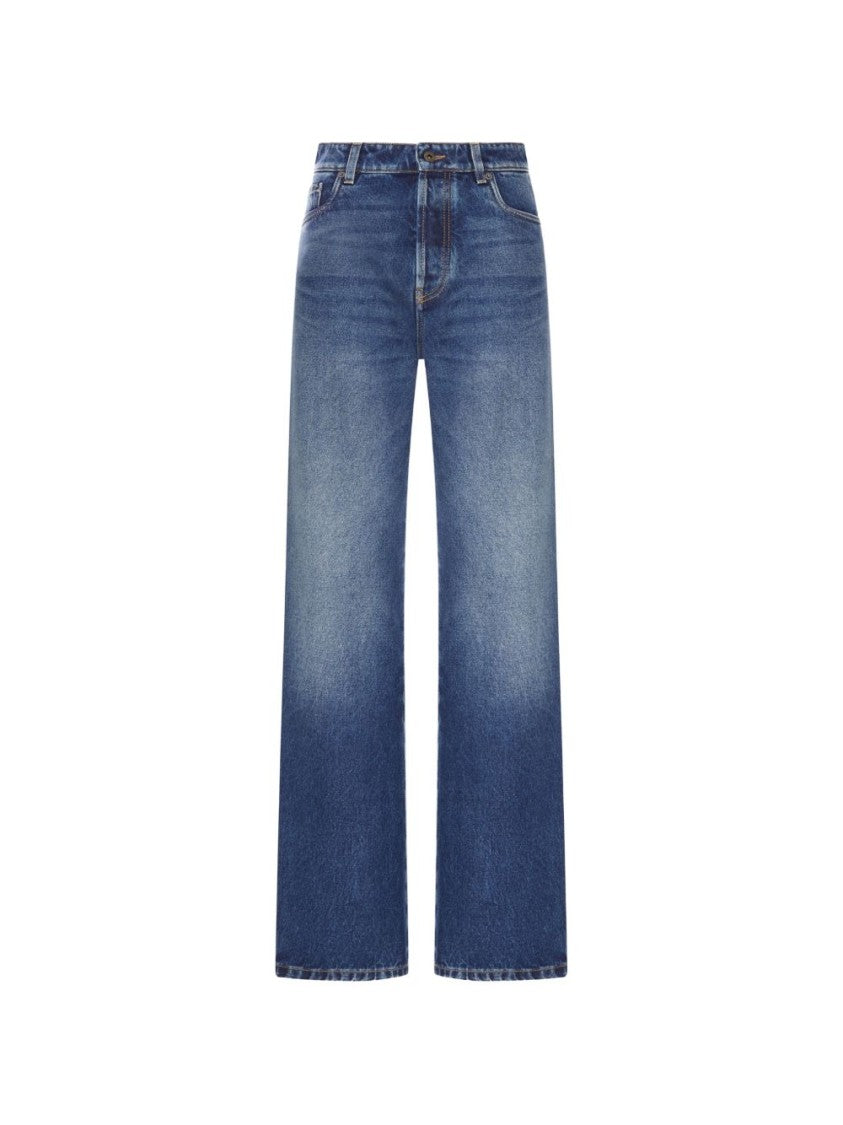 Miu Miu Black Wide-Leg Denim Five-Pocket Trousers