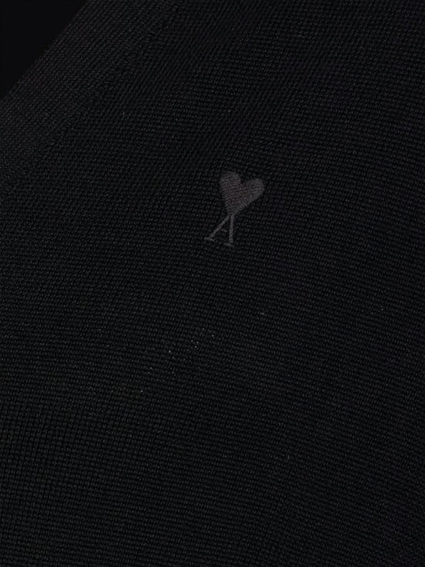 Ami Black V-Neck Cardigan With Button-Down Front