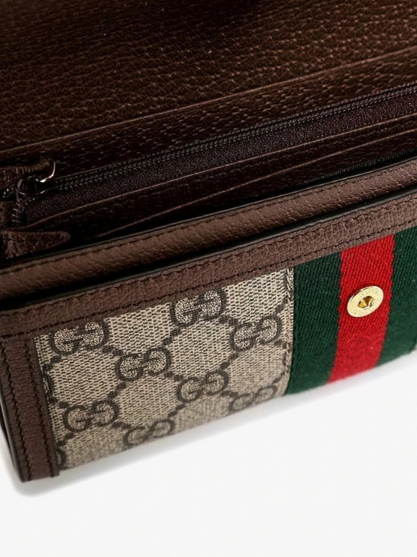 Gucci Gg Supreme Leather-Trimmed Long Wallet