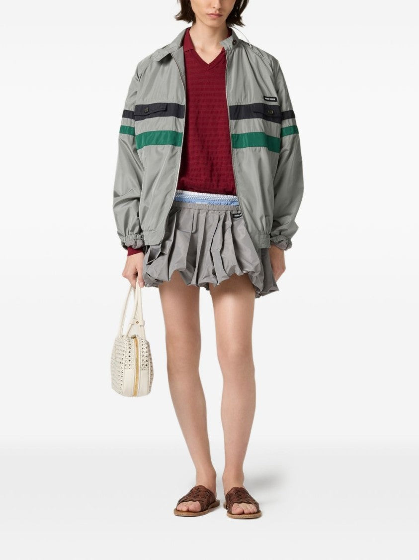 Miu Miu Black Relaxed Fit Zip-Up Stripe Jacket