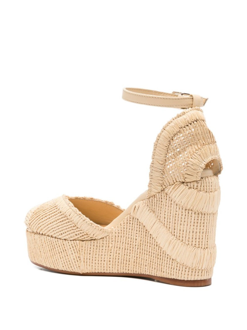 Castaner Woven Platform Wedge Sandals With Ankle Strap