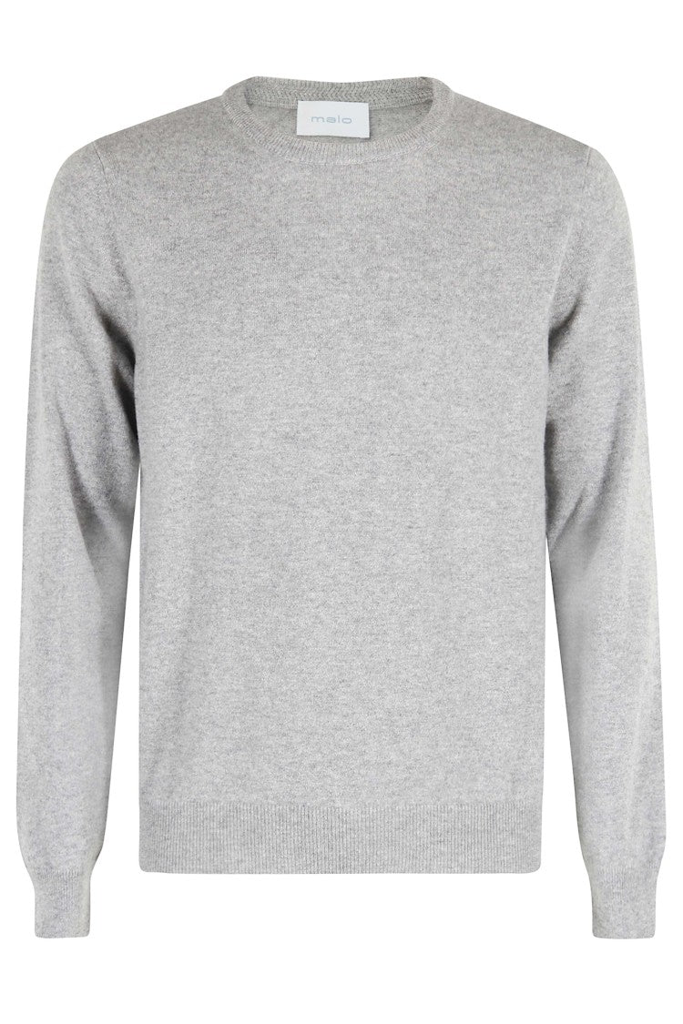 Malo Concrete Cashmere Sweater With Classic Crew Neckline