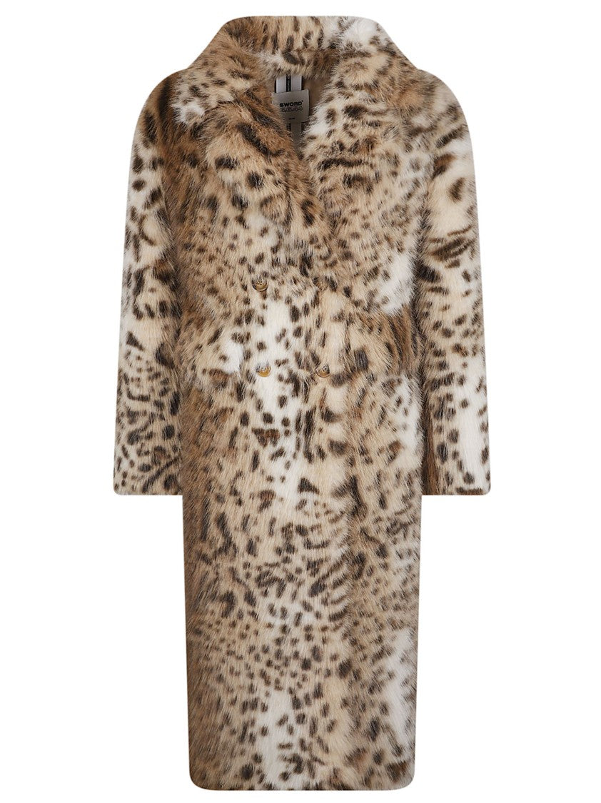 S.W.O.R.D 6.6.44 Leopard-Patterned Faux Fur Coat With Classic Collar