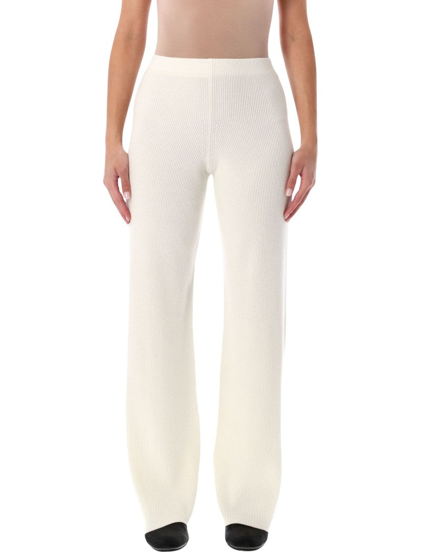 Fabiana Filippi Ivory Ribbed Wide-Leg Pants