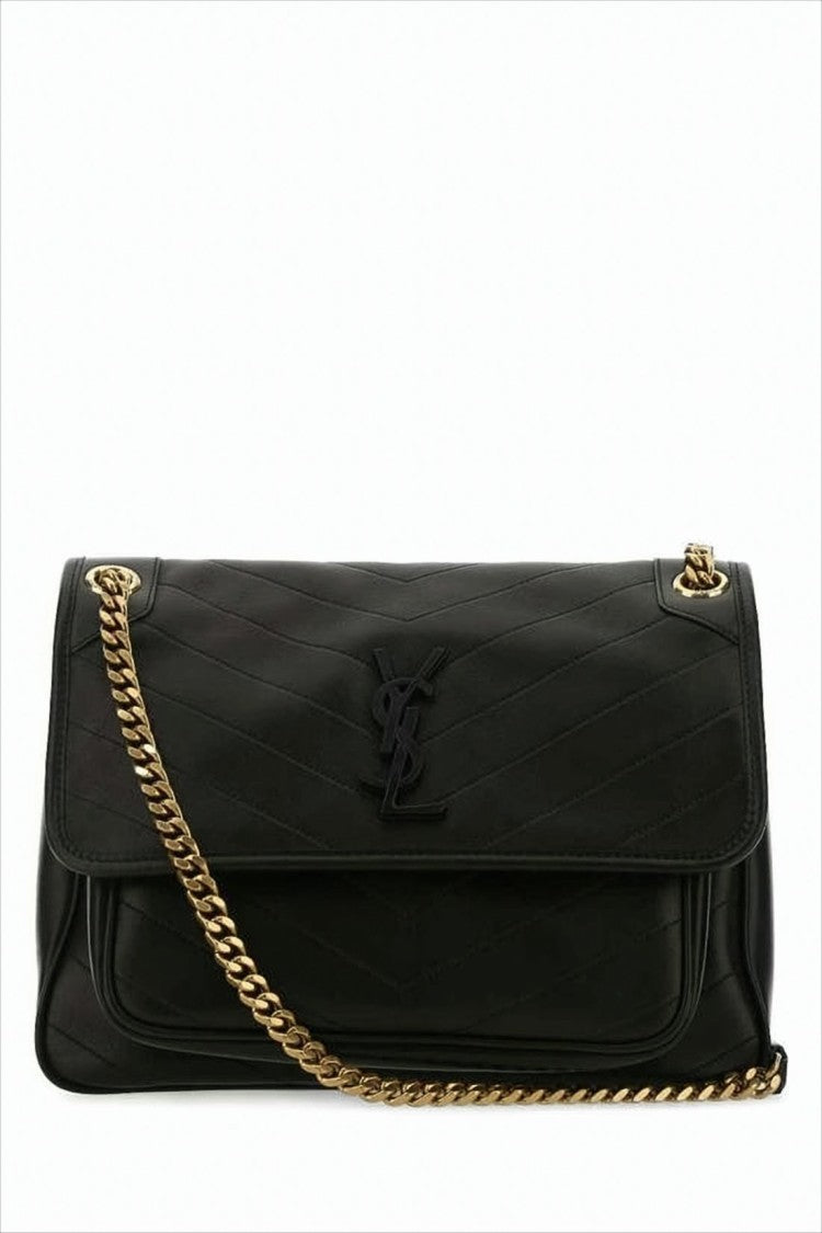 Saint Laurent Rectangular Black Calf Leather Shoulder Bag