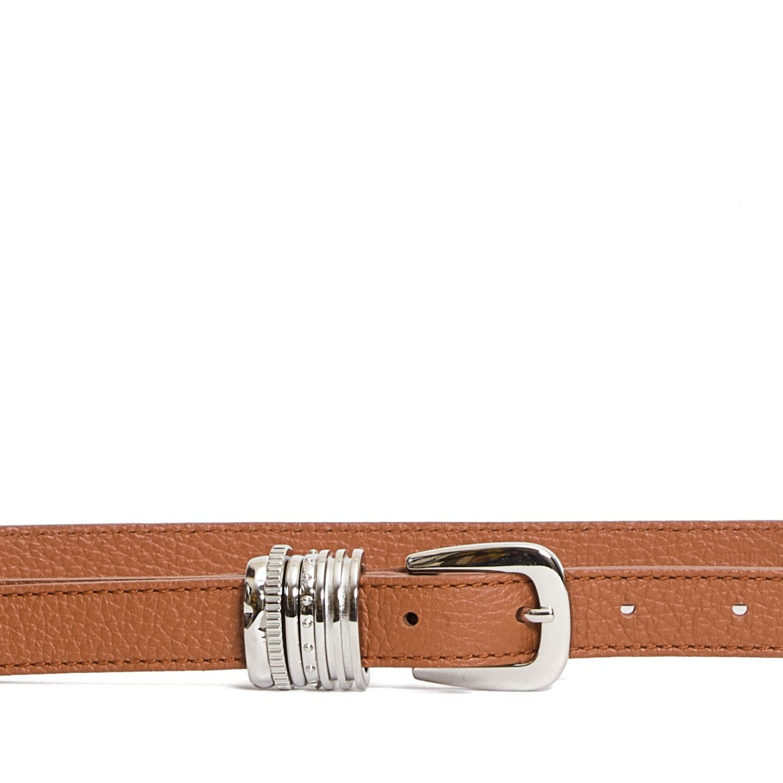 Orciani Leather Belt With Distinctive Oval Silver Buckle
